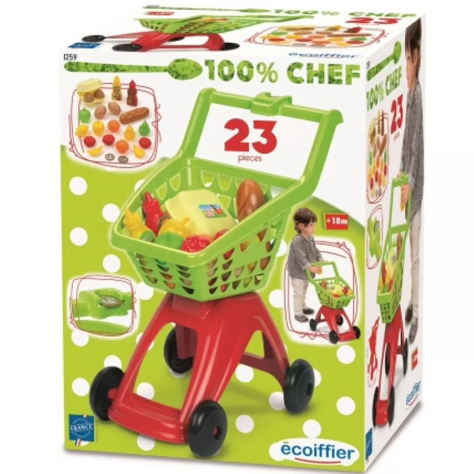 New Chariot Supermarch Garni Ecoiffier Jouets Et Jeux En Bois