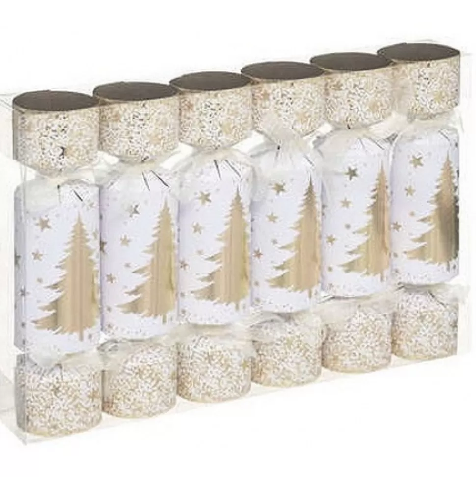 Discount Coffret De 6 Crackers Sapin Dore Accessoires Et Décorations De Noël