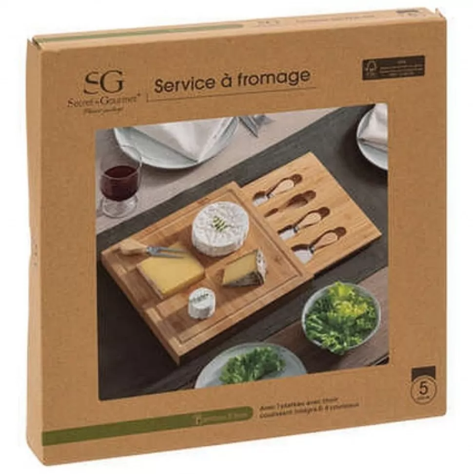 Sale Coffret Fromage Bambou 5 Pieces 30X30 Cm Déco-Cado