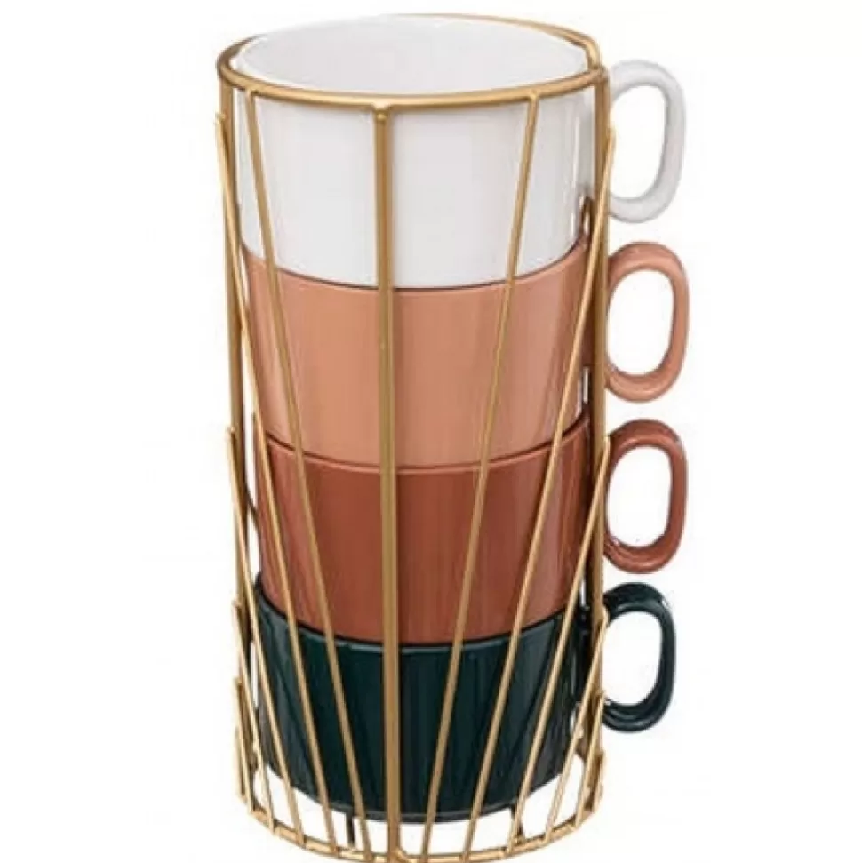 Clearance Coffret Rack 4 Mugs 25 Cl Déco-Cado