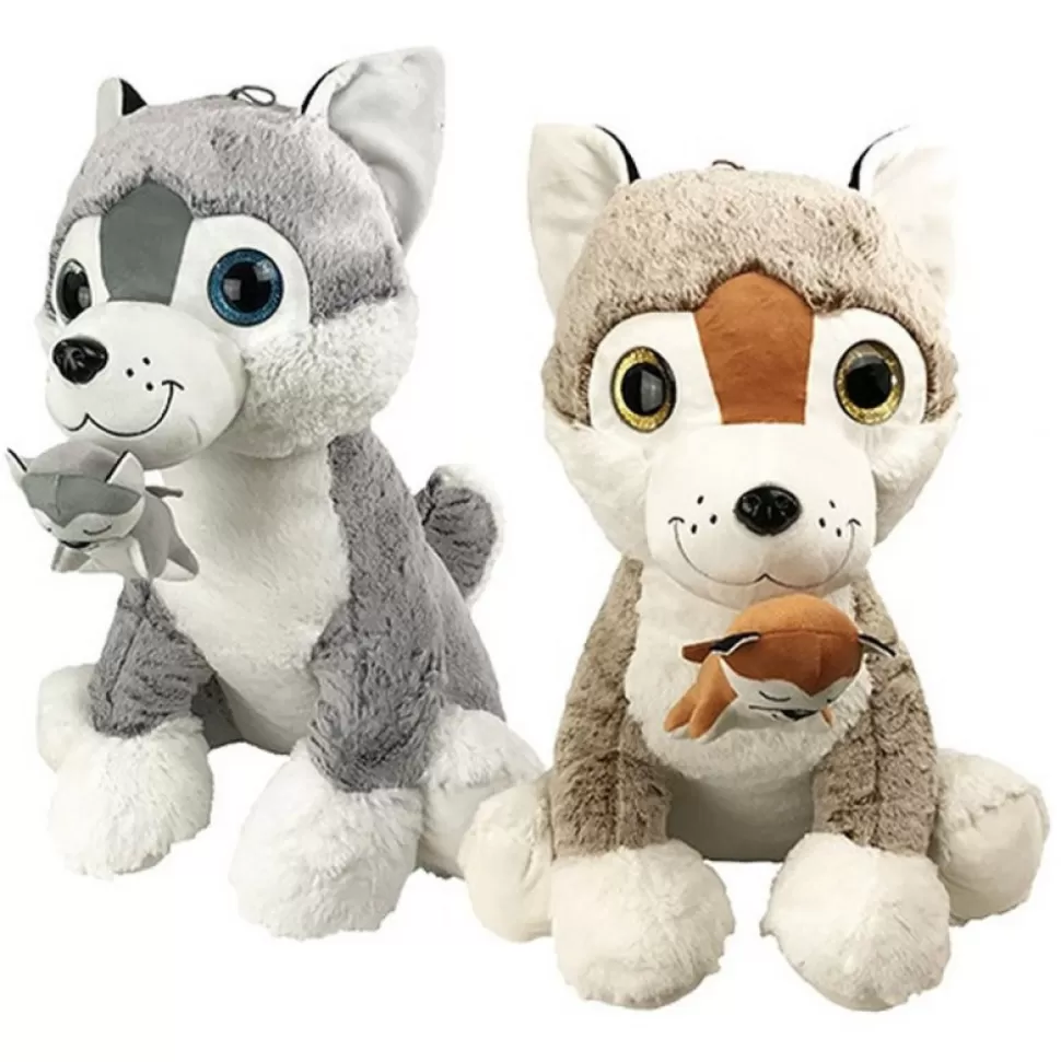 Best Sale Grosse Peluche Husky Avec Son Bebe 55 Cm Peluches Traditionnelles