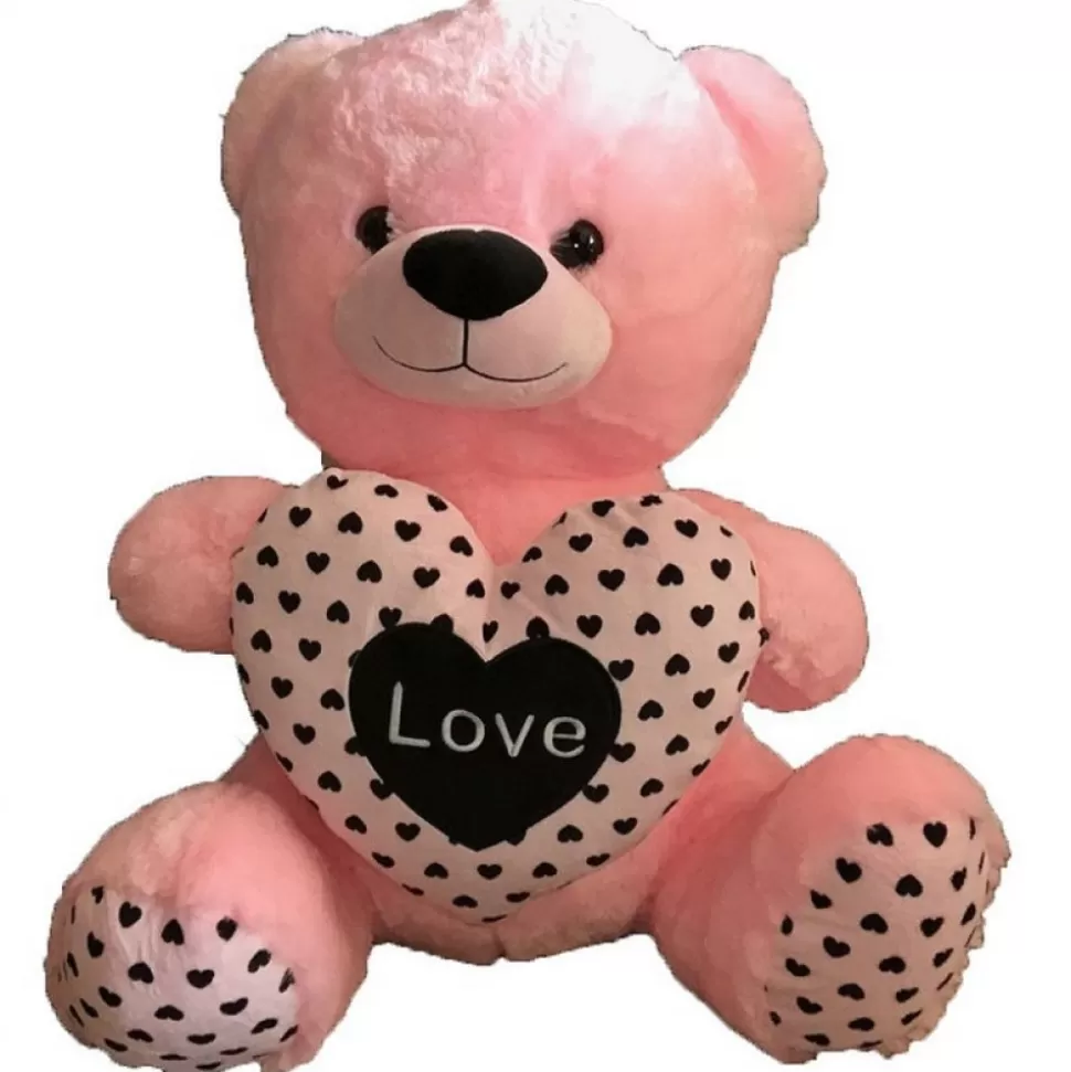 Best Sale Grosse Peluche Ours Rose Coeur 60 Cm Peluches Traditionnelles