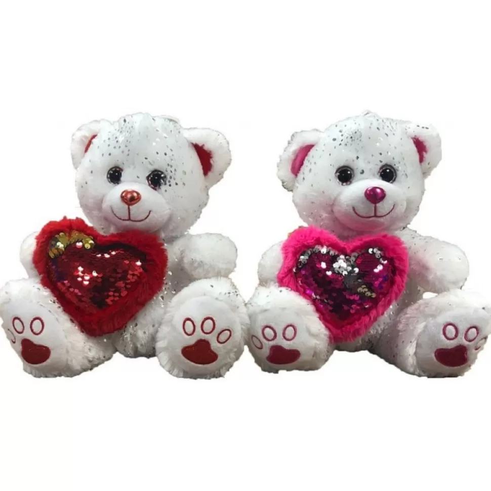 Discount Peluche Ours Blanc Avec Coeur Brillant 60 Cm Peluches Traditionnelles