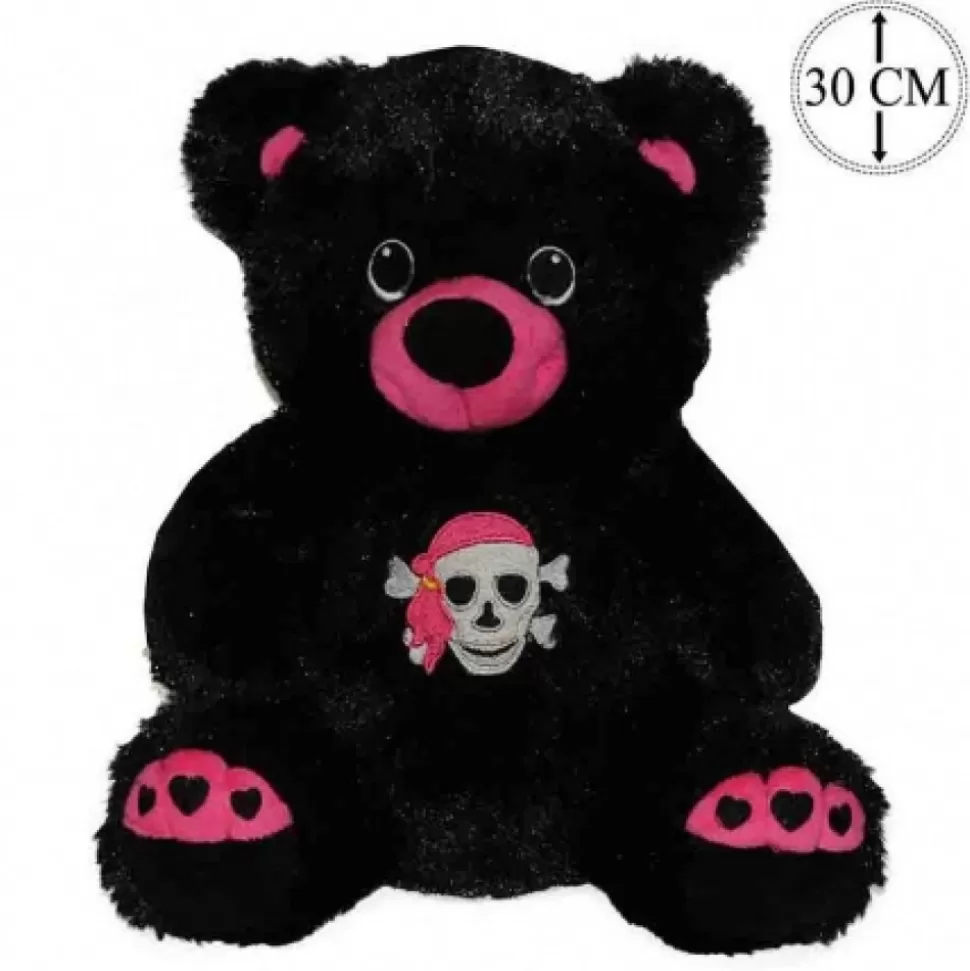 Shop Peluche Ours Noir Tete Mort 30Cm Peluches Traditionnelles