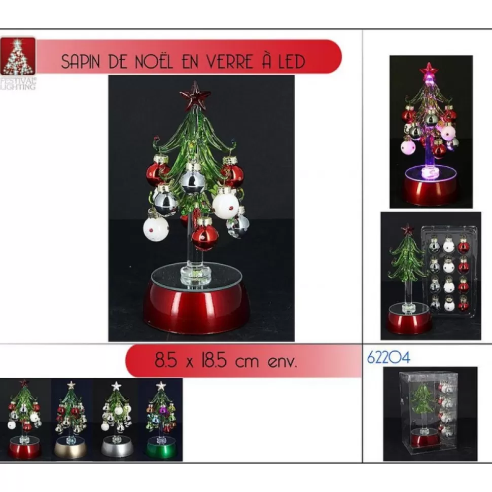 Best Sapin Décorer En Verre Avec Led Accessoires Et Décorations De Noël