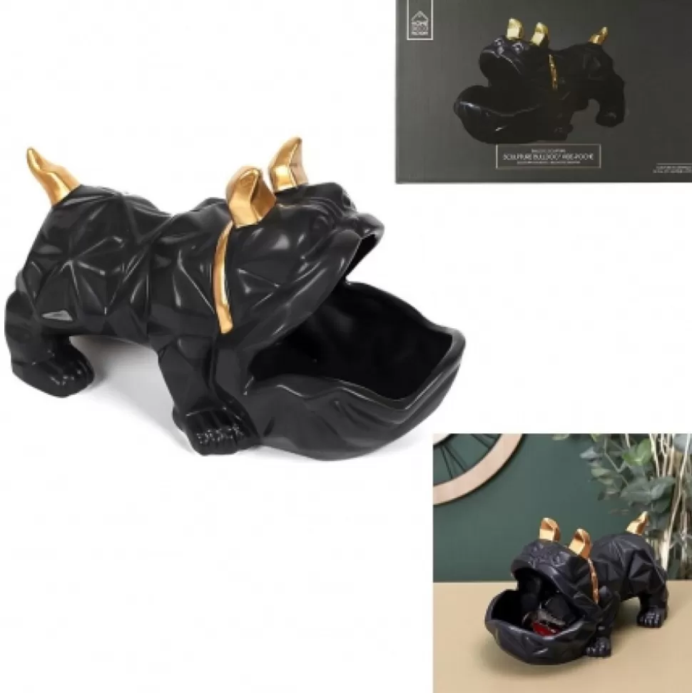 Shop Sculpture Ceramique Bulldog Noir 20 Cm Déco-Cado